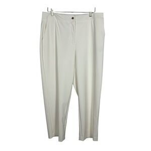 Donna Karan New York Cream Straight Leg Ankle Pants 14 Minimalist Capsule Chic